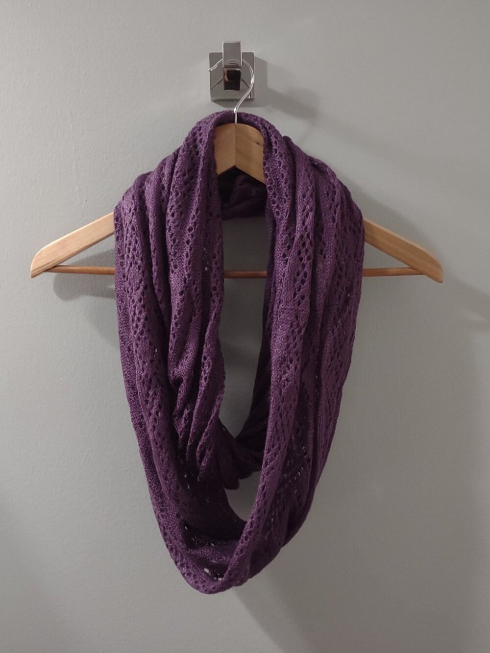 Purple Acrylic Diamond Knit Infinity Scarf - 2010's